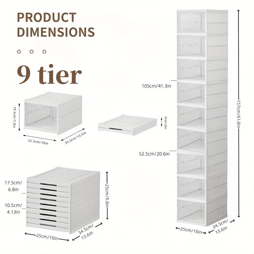 Organizador de Zapatos Apilable [Antipolvo y Plegable] - Gabinete de Almacenamiento Antipolvo de 6/9 Niveles con Puertas - Estante Duradero de Plástico para Botas y Accesorios (Sólo para Cocinar) (solo para cocinar)