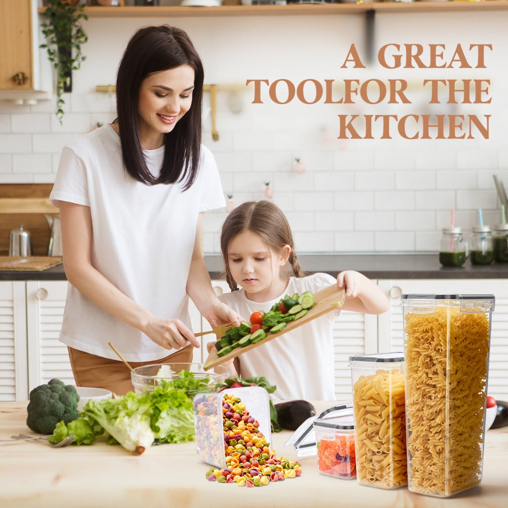 Juego de 60/24 piezas de recipientes herméticos para almacenar alimentos, caja de almacenamiento de alimentos, lata de plástico para productos secos, adecuado para organizar y almacenar en cocinas y despensas, muy adecuado para granos, etiquetado, accesor