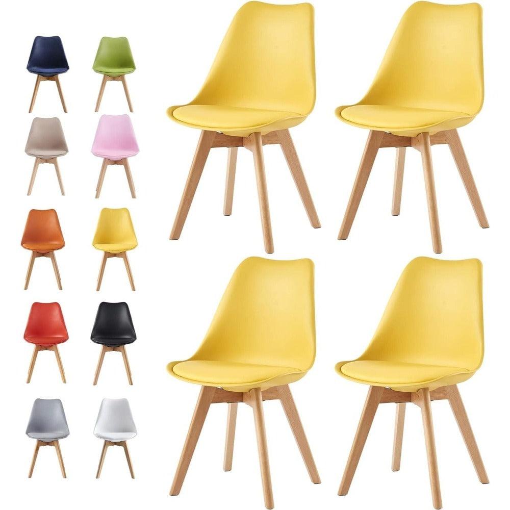 Sillas de comedor MCC Direct en juego de 4 piezas, sillas de cocina, sillas de oficina, silla de concha de diseño, "Eva" disponible en 7 colores de moda