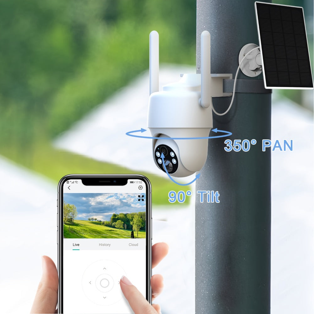 ANRAN G1: Cámara Exterior Independiente 3G/4G. ¡Sin Wifi ni Cables! Vista en Vivo por Red Móvil. Energía Solar para Energía Ilimitada. Panorámica 360°, Visión Nocturna a Color e Incluye Tarjeta SD de 32GB. Wifi No Está Habilitado. Perfecta para Sitios Rem
