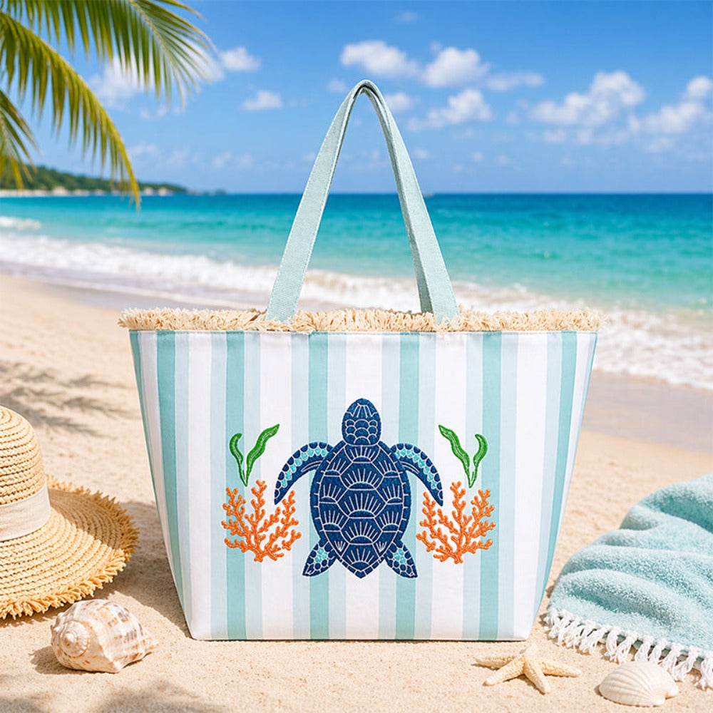 Bolso Tote de playa con estampado de animales marinos, bolso de gran capacidad para mujer, bolso bandolera, ideal para playa, piscina, viajes y uso diario