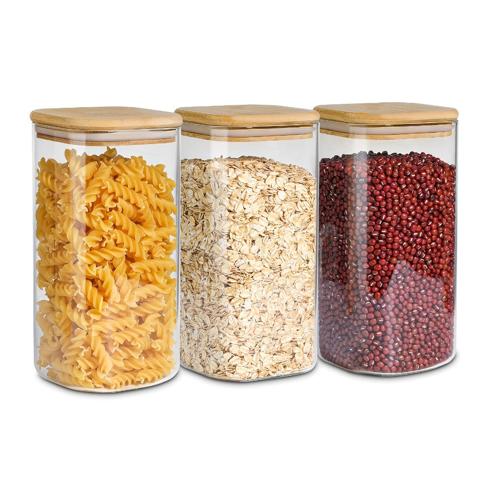 Almacén local, juego de 3/6 tarros de cristal para almacenar alimentos, recipientes de cristal transparente con tapa, botes para almacenar alimentos, tarros para especias, botes para té floreciente, café y azúcar, tarros herméticos de cocina de 24oz/51oz/