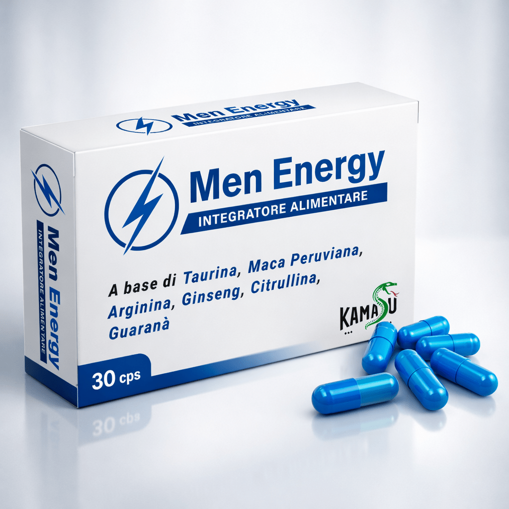 Integrador para hombre con taurina, maca peruana, arginina, ginseng, citrulina, guanabana - 60 cápsulas - Hecho en Italia