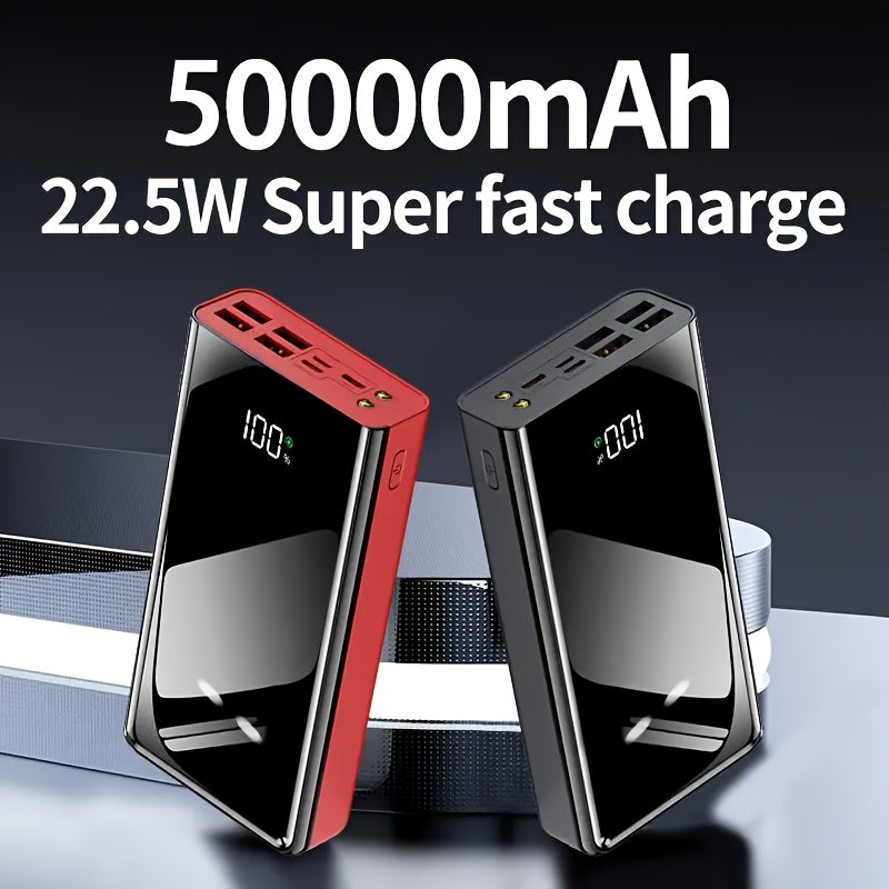 Batería externa | Batería Externa de Alta Capacidad de 50000mAh con Pantalla LED Inteligente, Linterna, Fuente de Alimentación de Emergencia para