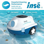INSE Y10 Limpiador Robótico de Piscinas, Operación Sencilla, Potente Rendimiento de Limpieza, Fuerte Succión con Doble Entrada de Succión, 5200Mah, 42000Pa, Cesta de Filtro de 2.6L, Batería de Larga Duración, Estacionamiento Automático a lo Largo de la Pa