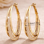Aros de Oro Chapado en 14K para Mujer – Aros Brillantes y Texturizados, Joyería Elegante para el Día a Día, Fiestas, Bodas y Regalos