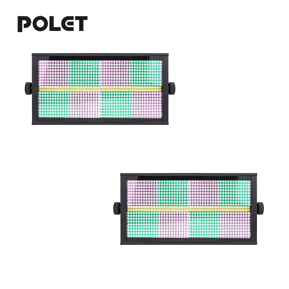 POLET 200W LEDRGBW 4 en 1 luz estroboscópica con partición 8+8 blanca 8000K DMX512 superbrillante para DJ, lavado, bodas, bar, efectos de iluminación escénica estroboscópica para fiestas, clubes y espectáculos