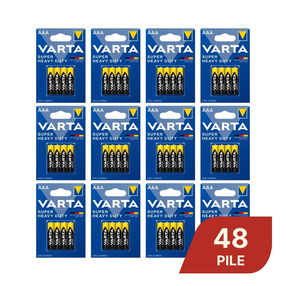 Caja de 12 pailas de 4 pilas AAA VARTA Super Heavy Duty de zinc-carbón de 1.5V R03 para controles remotos y relojes
