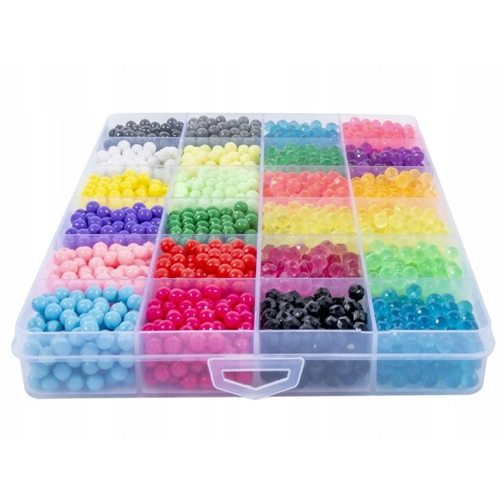Cuentas de Agua La Manuli, 3300 pcs, 5 mm | 24 Colores en Organizador de Compartimentos | 12 Colores de Cuentas de Cristal – Redondas y Facetadas | Materiales Creativos para Joyería, Decoraciones y Proyectos DIY | Compatibles con Otras Marcas