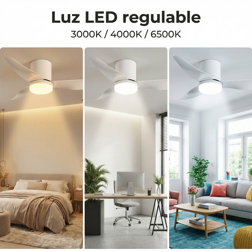 Ventilador de Techo con Luz LED 86 cm Silencioso, Motor DC de Bajo Consumo, 6 Velocidades, Luz Regulable 3000K-6500K, Mando a Distancia, Temporizador y Función Memoria, Ideal para Dormitorio y Salón