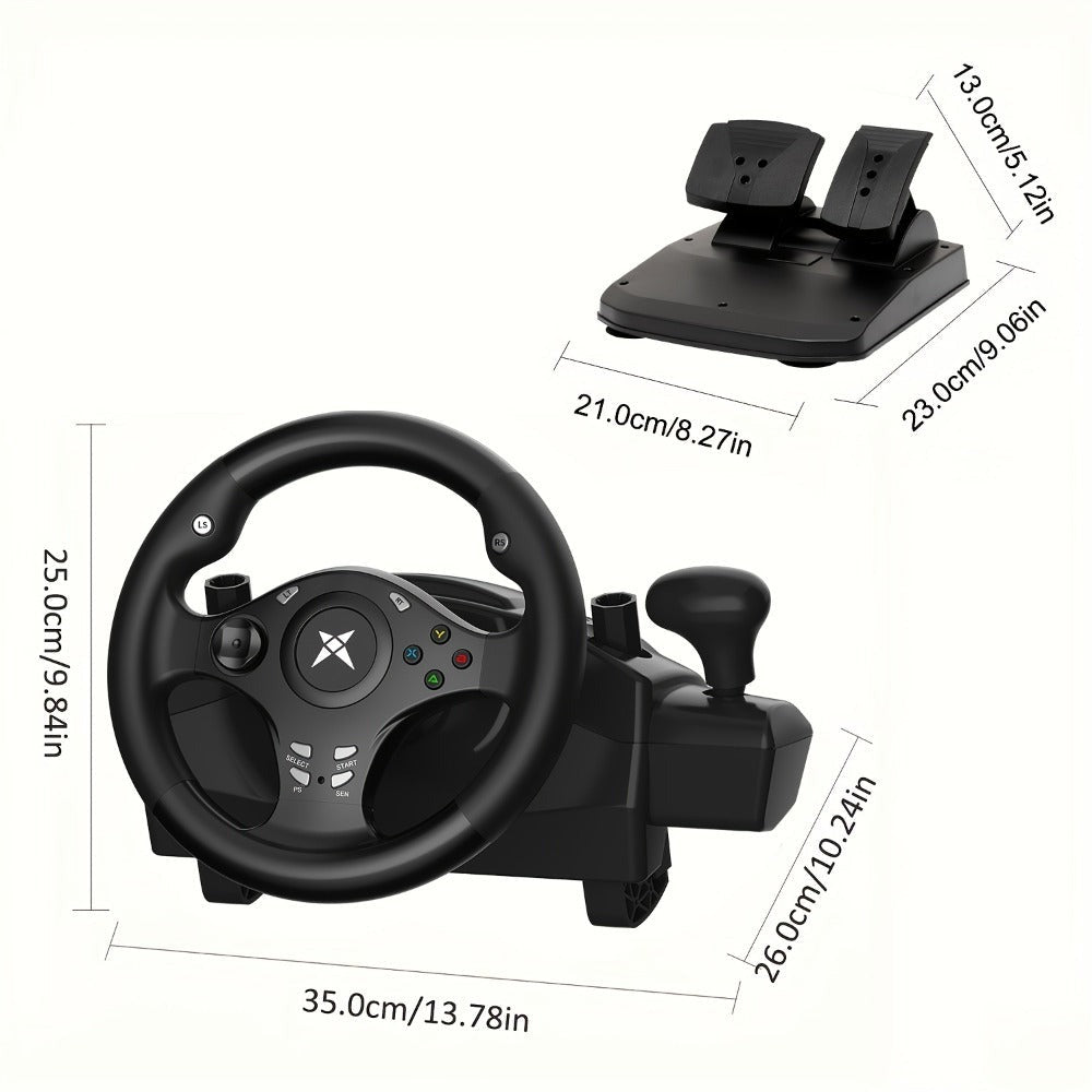 Volante de juego de carreras NBCP con pedales, volante de 270° con retroalimentación de fuerza, para PC, PS4/PS3, Android, simulador de carreras Real Racing