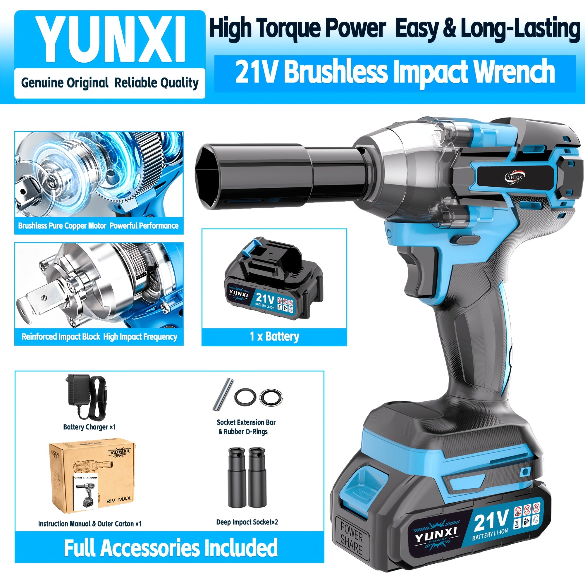 Llaves de impacto inalámbricas, Llaves de impacto de alto torque, Juegos de llaves inalámbricas, Equipadas con baterías, Baterías recargables. Brocas inalámbricas, Destornilladores compatibles con automóviles, Mecánicos de reparación de motocicletas, Entu