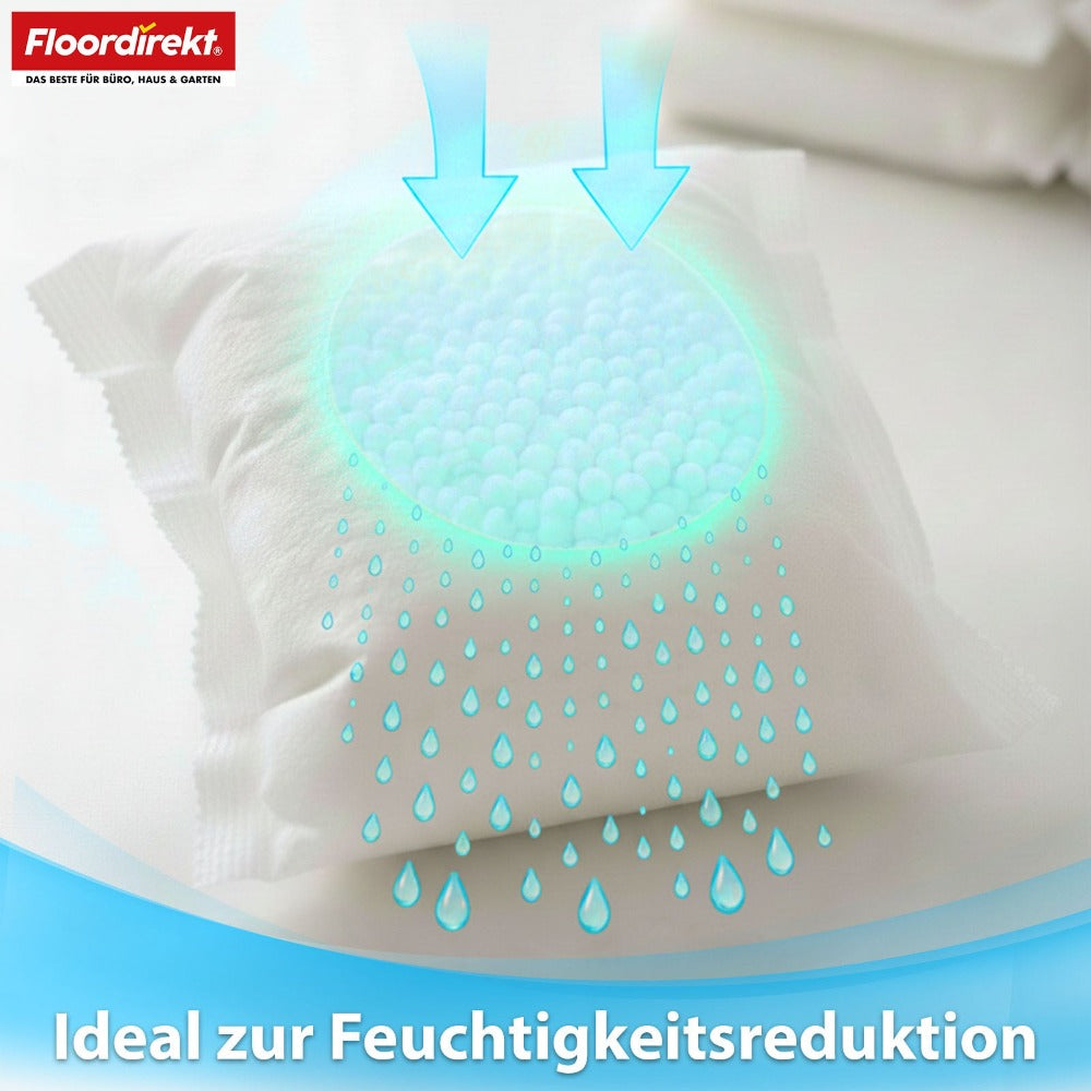 FLOORDIREKT Paquete de Recambios para Deshumidificador de Aire Habo en Paquete de 12 - Bolsas de Recambio de 400g para Deshumidificadores de Habitaciones - para Sótano, Baño y Espacios de Vida - Paquete de Recambios Generoso - Control Efectivo de la Humed