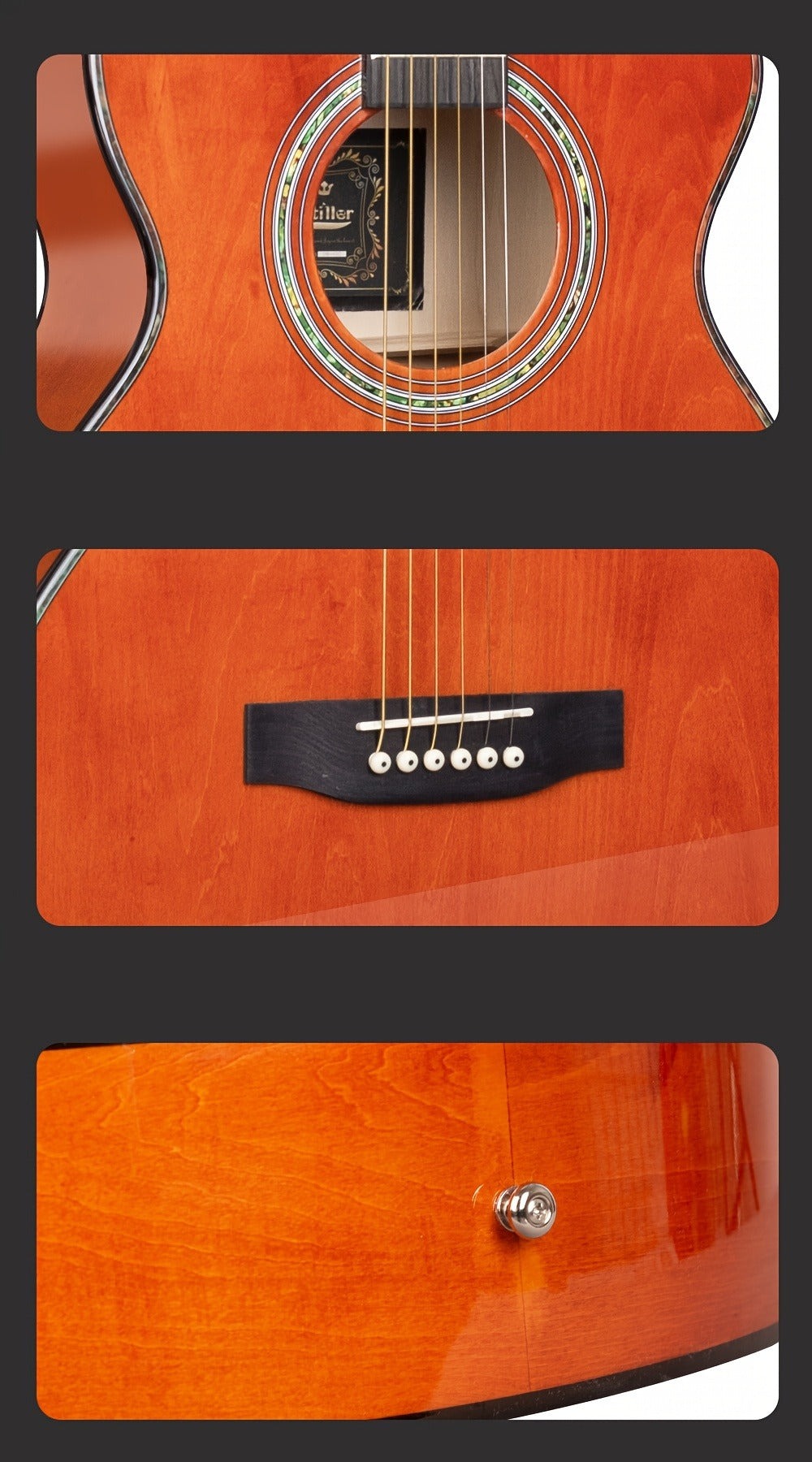 Guitarra Folk Brillante de 40 Pulgadas, Ideal para Novatos, Adultos Principiantes, una Herramienta de Práctica y una Guitarra Acústica Fácil de Usar para Estudiantes