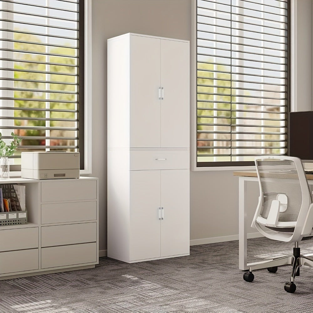 1pc Archivador Vertical, Gabinete con Puertas de Cajones, Gabinete de Almacenamiento Multifuncional, Gabinete de Oficina, Armario, Gabinete Alto, Blanco