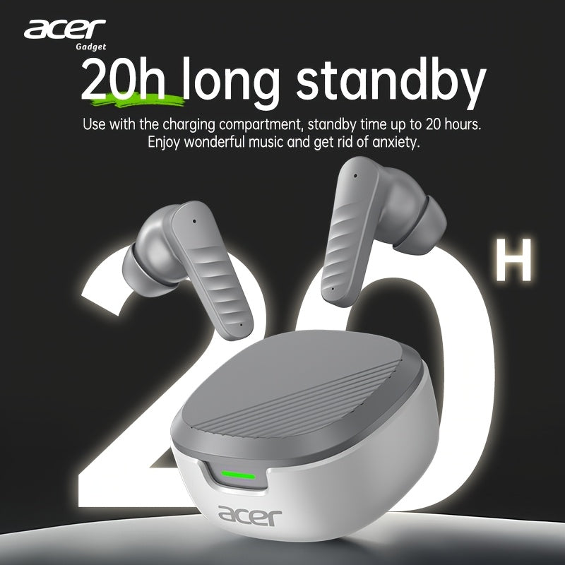 Auriculares Bluetooth | [Acer 2026 Nuevo] Auriculares inalámbricos TWS con graves potentes, llamadas estéreo, cancelación de ruido, duración