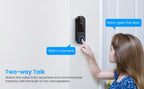 Cámara de Timbre de Video Inalámbrica Wi-Fi 2K, Alimentada por Batería, Detección de Personas con IA, Vista en Vivo, Visión Nocturna, Almacenamiento en la Nube, Solo WiFi 2.4G, Cámara de Vigilancia para Sistema de Seguridad del Hogar