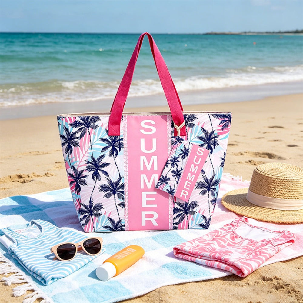 Bolso Tote de Playa con estampado veraniego, amplio y espacioso, bolso de gran capacidad para mujer, ideal para playa, piscina, viajes y uso diario