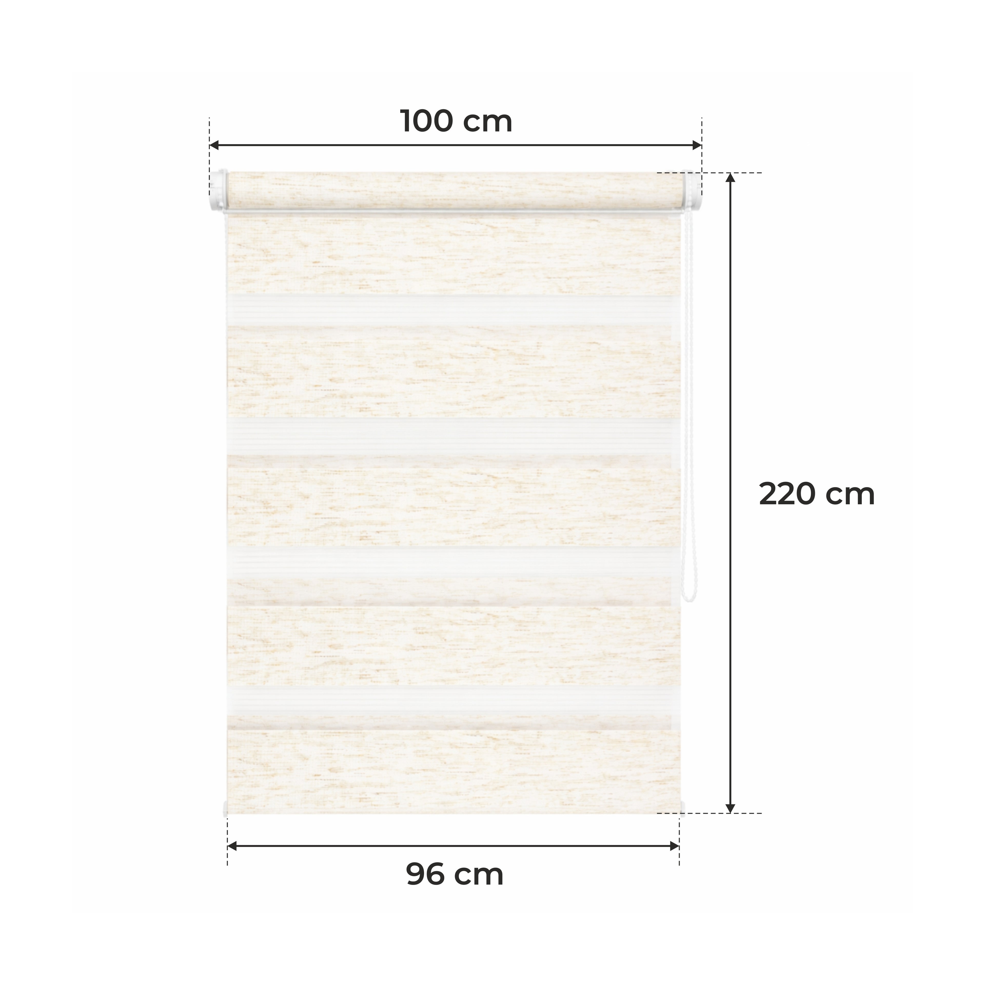 Persiana Día y Noche - Beige Melange - 32 Tamaños - BOJANEK Día y Noche - Instalación No Invasiva en Ventanas, Sin Necesidad de Taladrar, Ajuste por Cadena, Soportes Ajustables para Diferentes Grosos de Ventanas, Diseño Moderno, Protección de Luz y Privac