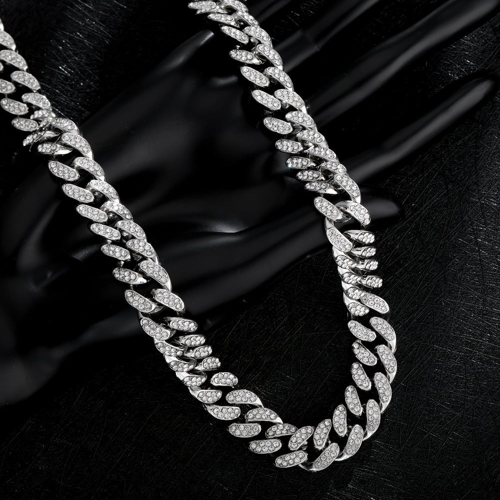 Juego de Joyería de Plata 925 con Cadena Cubana Incrustada con Zirconia 5A, Cadena Gruesa de Moda Hip-hop Casual, Ambiente de Lujo Generoso, Decoración para Fiestas y Banquetes, Hipoalergénico, El Mejor Regalo para Él, Empaque en Caja de Regalo Exquisita