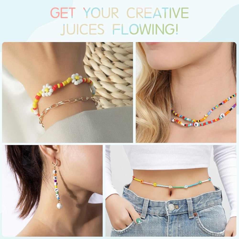 6500 piezas de cuentas de 3 mm en 24 colores | ARTREE Conjunto de cuentas de 3 mm para pulseras , incluye cuentas con letras, ideal para hacer pulseras DIY, collares, artesanías y joyas.