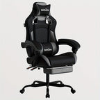Silla Gaming, Silla Esports, Silla Gaming Ergonómica con Reposapiés, Silla Gaming de Carreras con Reposacabezas Ajustable, Silla de Ordenador con Altura Ajustable y Soporte Lumbar, Adecuada para Oficina en Casa y Gaming, Beige, Azul, Negro, Rojo, Naranja