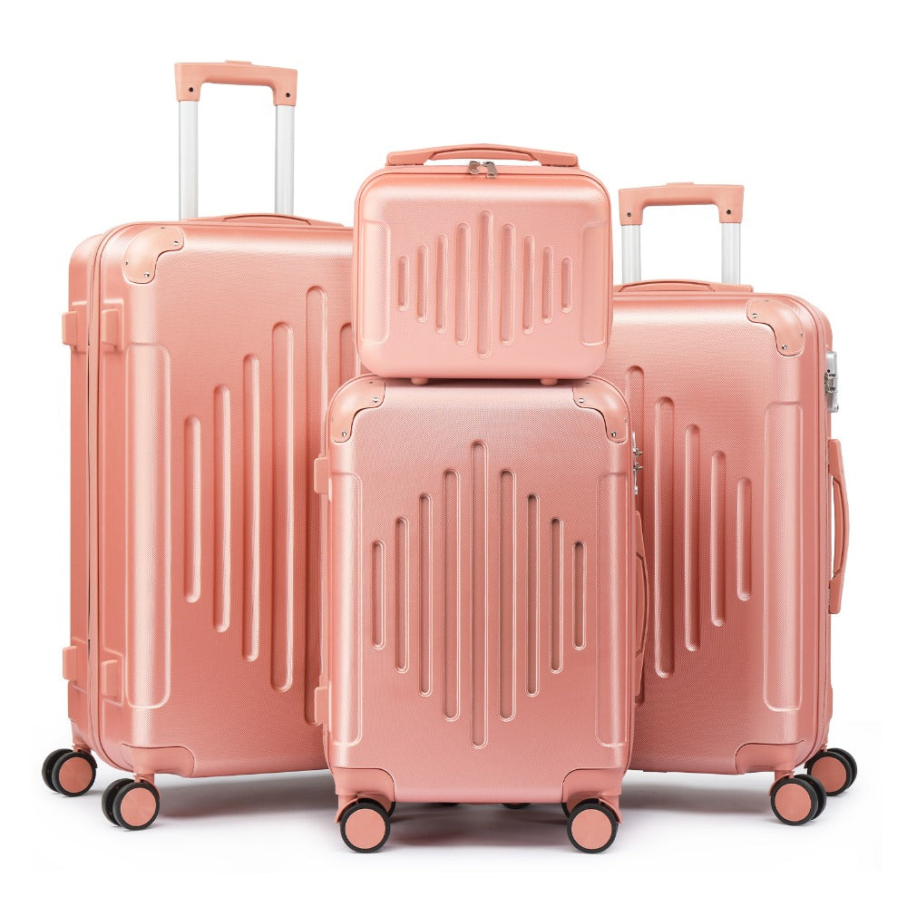 Maleta de Viaje Ligera con Protectores de Esquina, 4 piezas, Tamaño 12/ 20/ 24/ 28 Pulgadas, Carcasa Rígida Duradera, Ruedas Giratorias 360, Gran Capacidad Multifuncional