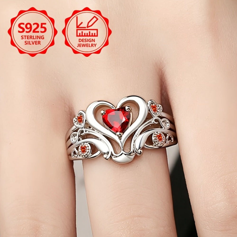 Plata de ley 925 PM:E27 - Un exquisito anillo de moda para mujer, elegante y con estilo, adornado con circonita cúbica sintética brillante. Esta joya de alta gama para mujer es perfecta para vacaciones, uso diario y un regalo conmemorativo ideal para amig