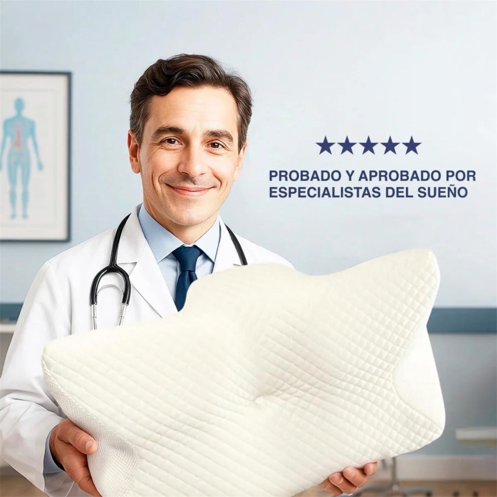 Almohada Cervical, 2 en 1 Almohada Ergonómico Espuma de Memoria Almohada para Soporte de Cabeza/Cuello/Hombro, Relajación y Alivio del Estrés, 60x40x12/14cm