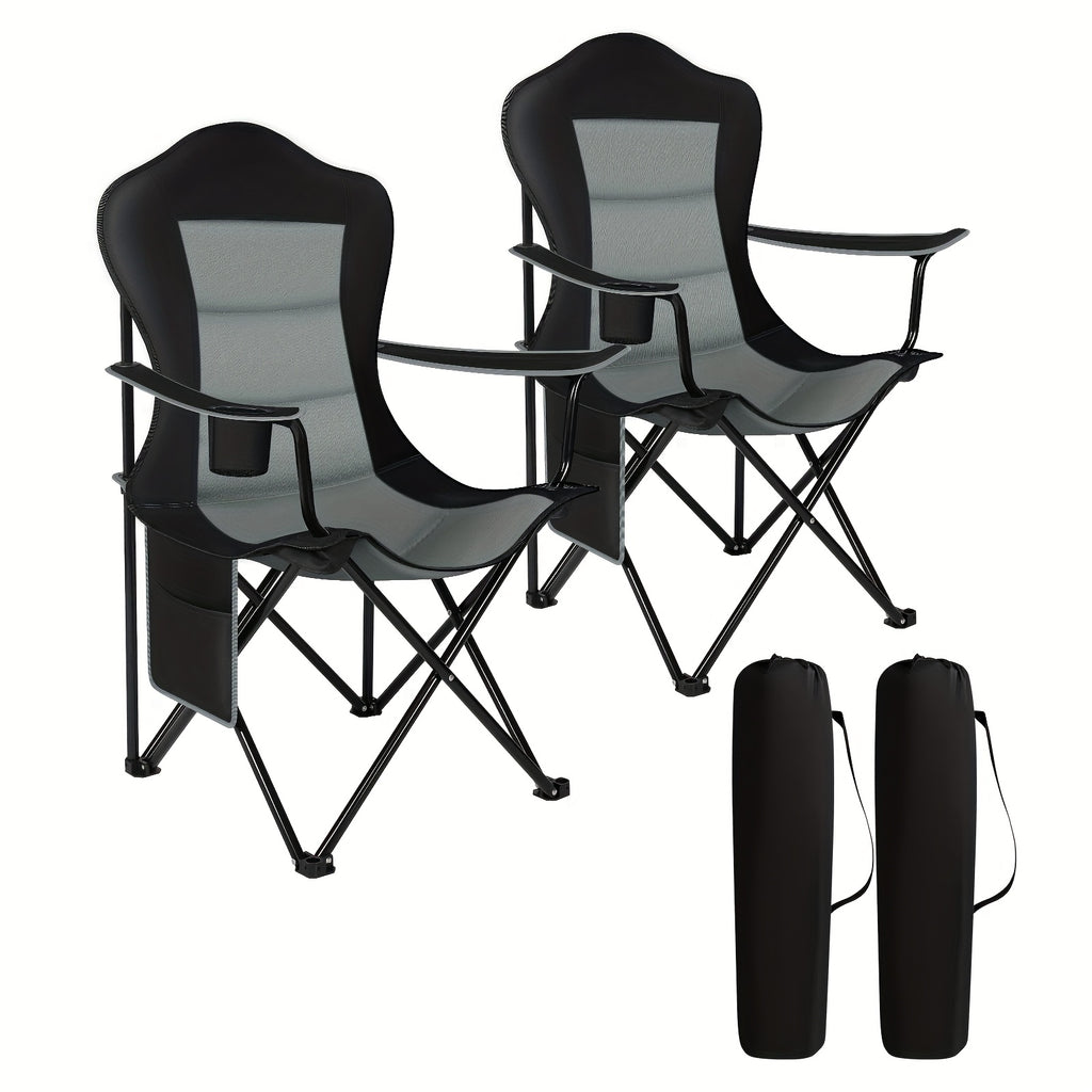 Silla plegable de exterior de 1/2 piezas, muebles de exterior para acampar y senderismo, suministros de ocio al aire libre, silla de pesca y camping reforzada y ligera (opcional para una o dos personas), portavasos doble con espacio de almacenamiento + bo