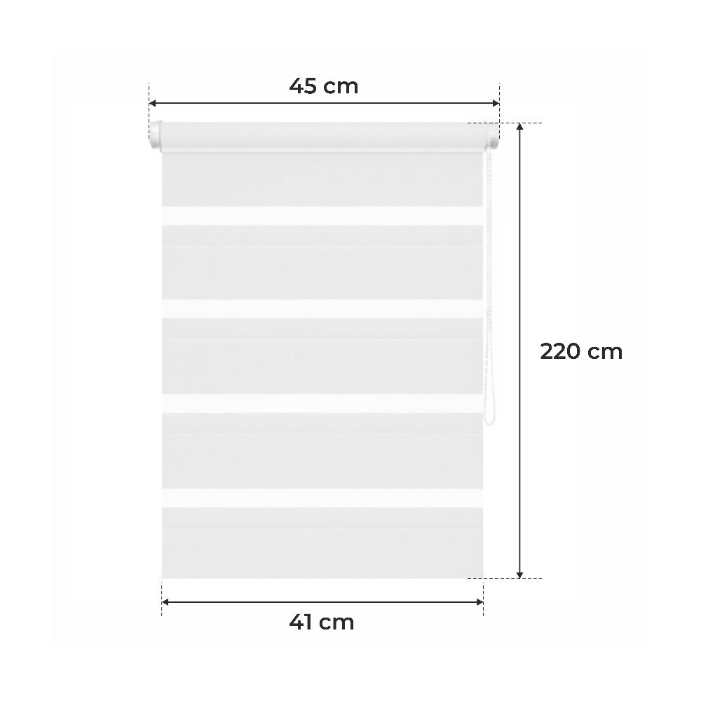 Cortina Opaca Día y Noche - BLANCA - 32 Tamaños - BOJANEK DÍA Y NOCHE - No Invade la Ventana, Instalación Sin Taladrar, Ajuste de Cadena, Soportes Ajustables para Diferentes Grosores de Ventana, Diseño Moderno, Protección Contra la Luz y la Privacidad, Id