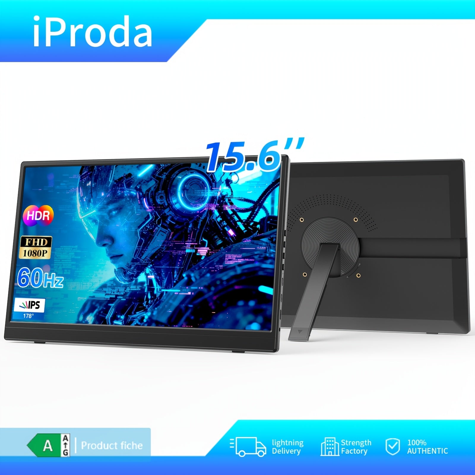 Monitores de ordenador | Monitor Portátil de 15.6 Pulgadas con Soporte Integrado, Pantalla IPS FHD 1080P para Juegos, Frecuencia de Actualización