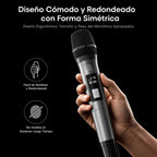 Micrófono Inalámbrico Profesional para Karaoke, Micrófono de Mano Dinámico VHF con Receptor Recargable, Distancia de 15m para Fiestas en Casa, Espectáculos y Cumpleaños, Alta Sensibilidad