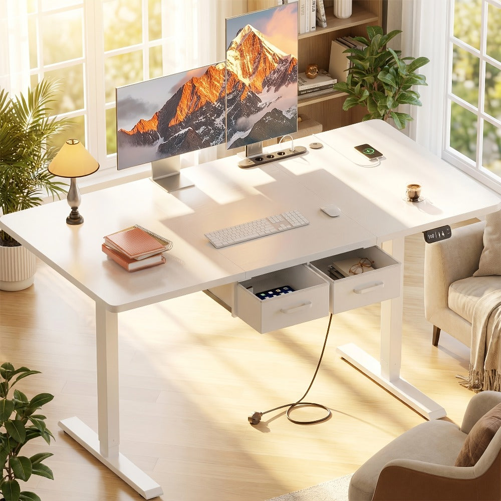 Escritorio Eléctrico Extra Grande Ajustable en Altura, Escritorio Eléctrico Vertical, Escritorio de Ordenador Ajustable en Altura, Mesa de Oficina Gaming Vertical con 2 Ganchos, para Oficina Moderna, Adultos
