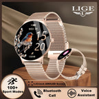 LIGE Smartwatches Diseñados para Mujer con Pantalla Táctil AMOLED de 1.43 Pulgadas, Capaces de Hacer y Recibir Llamadas, un Smartwatch Fitness con Más de 100 Modos Deportivos, un Podómetro, Notificaciones de Mensajes de Texto, Control de Música y Cámara