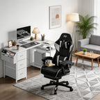 Silla de gaming ergonómica con acolchado de resorte ultrasuave, silla de oficina con reposacabezas y soporte lumbar, ángulo de inclinación y reposapiés ajustables, hecha de piel sintética duradera, regalos para novio