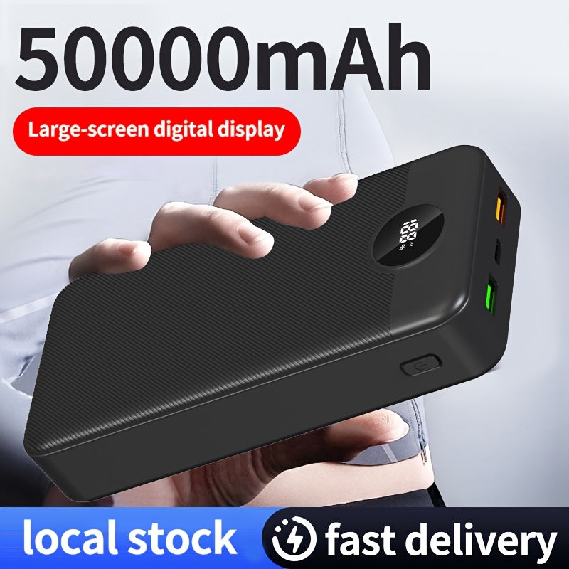 Baterías externas | Banco de energía portátil con gran capacidad de 50000mAh, pantalla LED para nivelación del batería, textura mate, carga