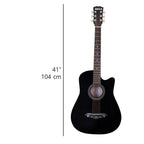 BAKAJI Guitarra Acústica Eléctrica de 41 Pulgadas con Estuche, Kit de Reemplazo de Cuerdas, Púas, Cable de Amplificador y Correa, Guitarra Folk Cutaway para Adultos y Principiantes