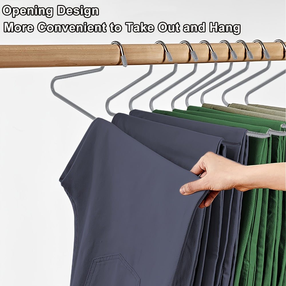 Juego de 20 perchas para faldas, perchas doradas antideslizantes para pantalones, perchas para abrigos que ahorran espacio con revestimiento antideslizante, perchas multifuncionales para pantalones, adecuadas para pantalones, bufandas, jeans, faldas, etc.