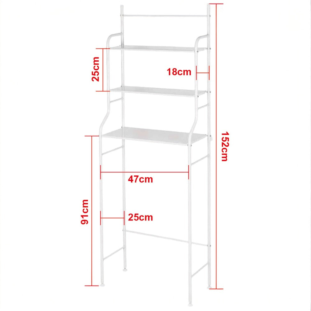 Estantería de Baño sobre Inodoro Blanco | Ahorra Espacio con 3 Baldas | Estante Almacenamiento Impermeable | Patas Ajustables en Altura (LAVA-002)