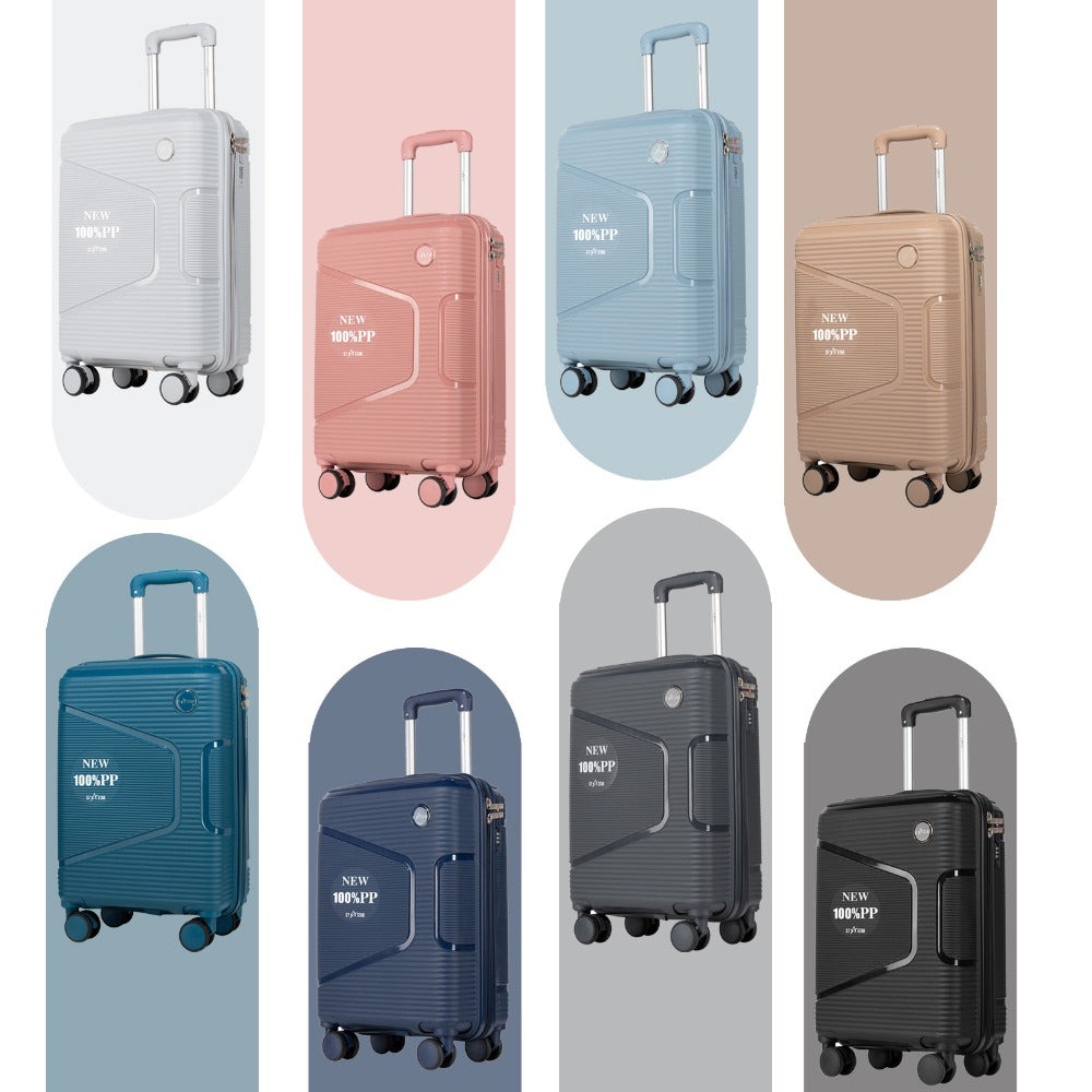 Equipaje de mano de 19 pulgadas | 8 colores, 100% PP ligero y anti-deformación | Cerradura de contraseña Trinity, cremallera protectora suave, asa elástica | Se adapta a los compartimentos superior de los aviones