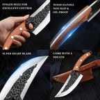 1 cuchillo de cocina de 12.2 pulgadas con orificio, hoja afilada de acero inoxidable y mango cómodo. Ideal para cortar verduras, frutas, carnes, pescado y para deshuesar o asar a la parrilla. Fácil de transportar y una excelente opción de regalo.