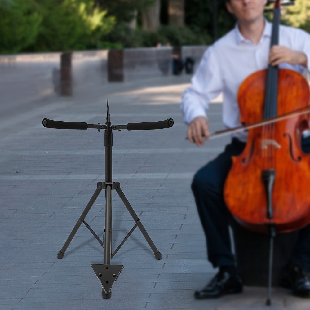 Soporte de Violonchelo Ajustable para Altura - Plegable, Construcción Robusta de Hierro, 74-120cm/29-47in, - Abrazadera Segura y Patas Antideslizantes para Uso en Casa, Estudio, Orquesta, Coro, Equipo de Orquesta, Diseño Moderno, Equipamiento Musical Dura