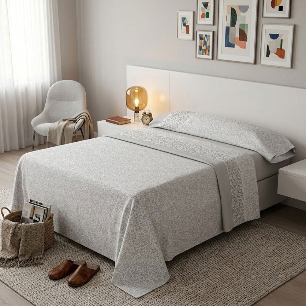 Juego de cama de 3 piezas con estampado de verano | Sábana bajera, colcha, funda de almohada | Estampado sencillo de hojas coloridas | Tela suave | 90 cm - Varios tamaños disponibles - Rosa