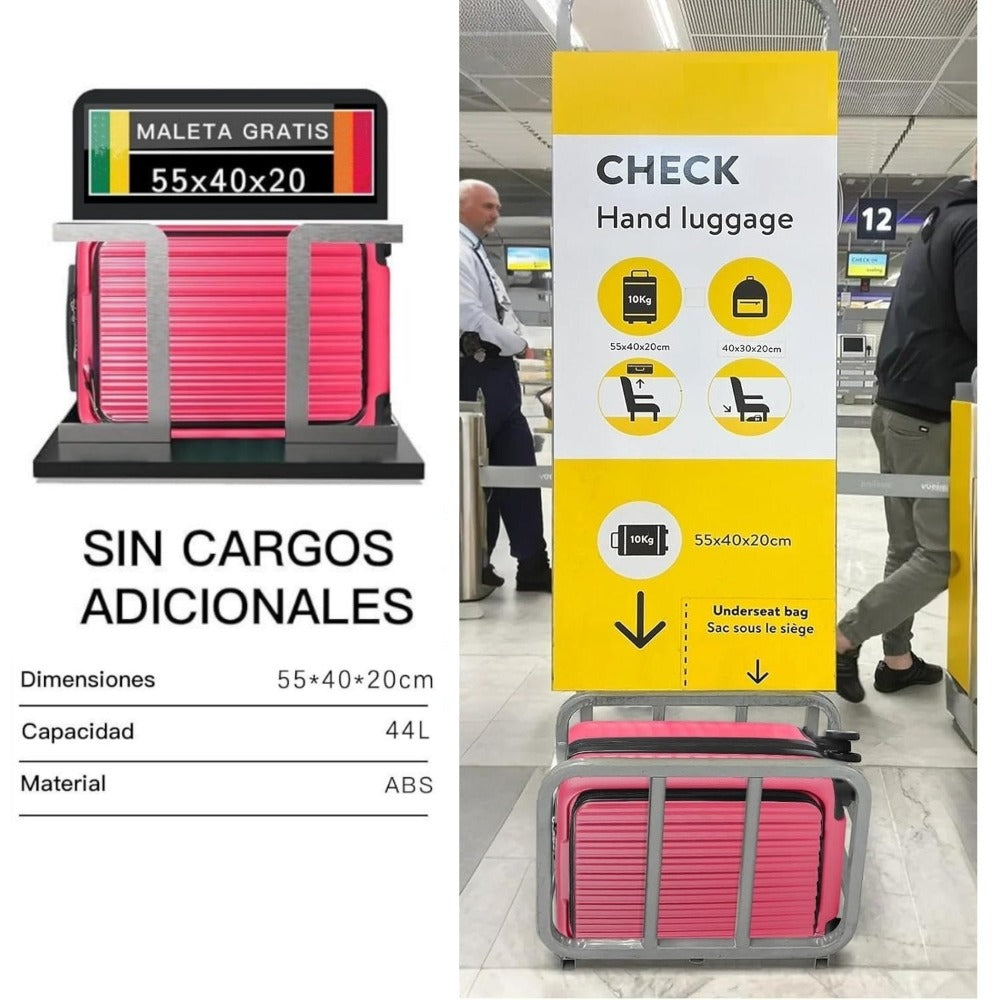 Una Maleta Cabina 55x35x20 Cm. , Equipaje Rígido Expandible De Material ABS, Con Ruedas Giratorias Desmontables Y Cerradura De Combinación, Que Cumple Con La Norma De Equipaje De Mano De 55x40x20 Cm. Ideal Para Adolescentes, Imprescindible Para Viajes En
