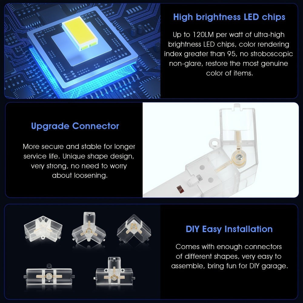 Paquete de 14 luces LED hexagonales con bordes - Luces de garaje, 680W 72420LUMEN luz blanca fría 6500K, iluminación de techo LED hexagonal para garaje, estudio, almacén, taller de detallado de autos