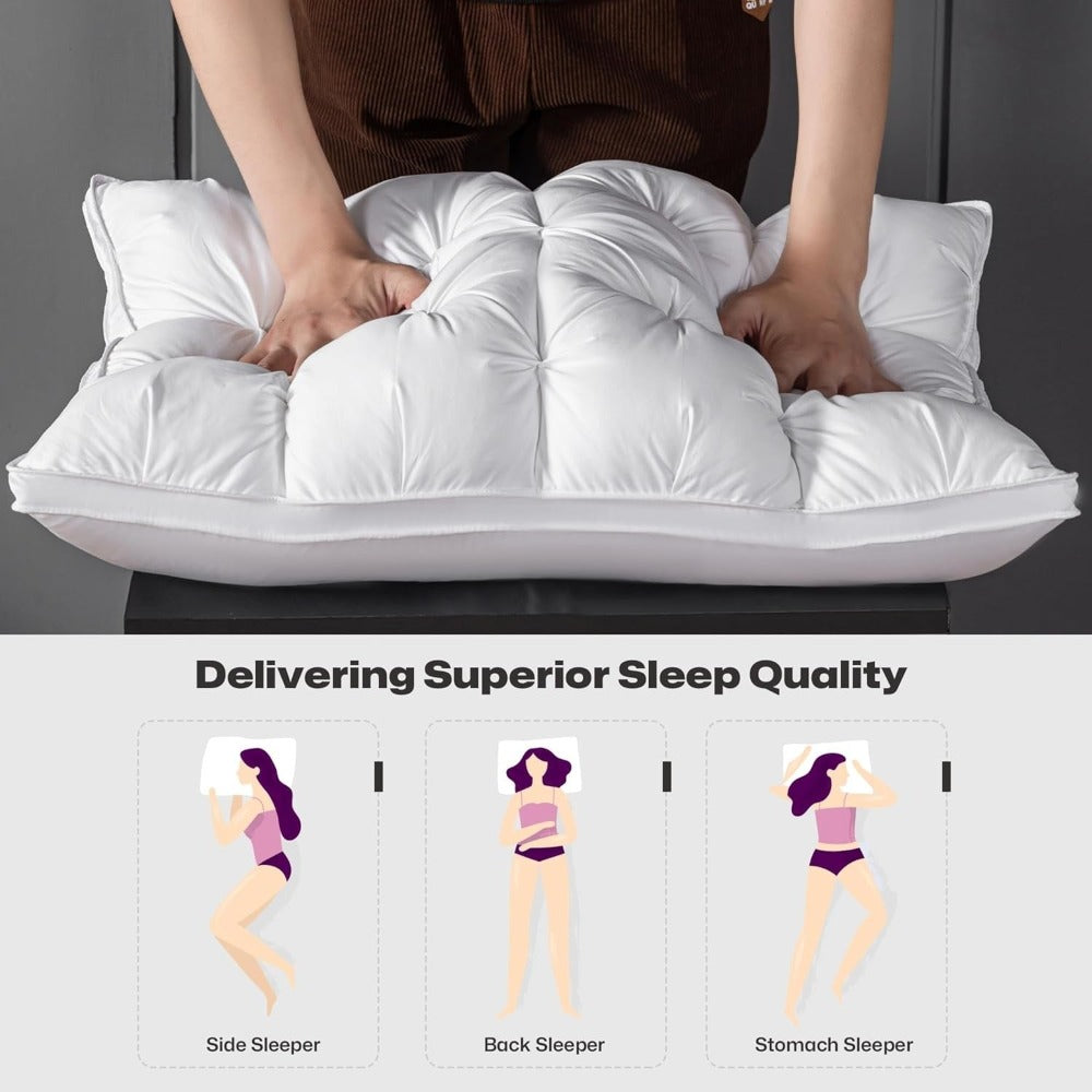 1/2 Piezas de Almohadas de Soporte para el Cuello para un Sueño Relajante, Suaves y Cómodas,Almohada Alta 900g Núcleo de Almohada para Dormir, Absorbe la Humedad y es Transpirable, Adecuadas para Dormitorio, Sala de Estar, Decoración del Hogar