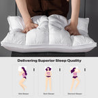 1/2 Piezas de Almohadas de Soporte para el Cuello para un Sueño Relajante, Suaves y Cómodas,Almohada Alta 900g Núcleo de Almohada para Dormir, Absorbe la Humedad y es Transpirable, Adecuadas para Dormitorio, Sala de Estar, Decoración del Hogar