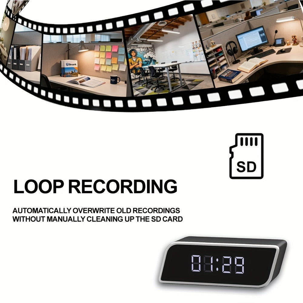 Cámara de Reloj Rectangular Inteligente, Cámara Inalámbrica Wifi 1080P con Visión Nocturna, Detección de Movimiento y Visualización Remota, Cámara de Vigilancia para Bebés/Personas Mayores/Mascotas, Seguridad Interior para el Hogar, Decoración de Escritor