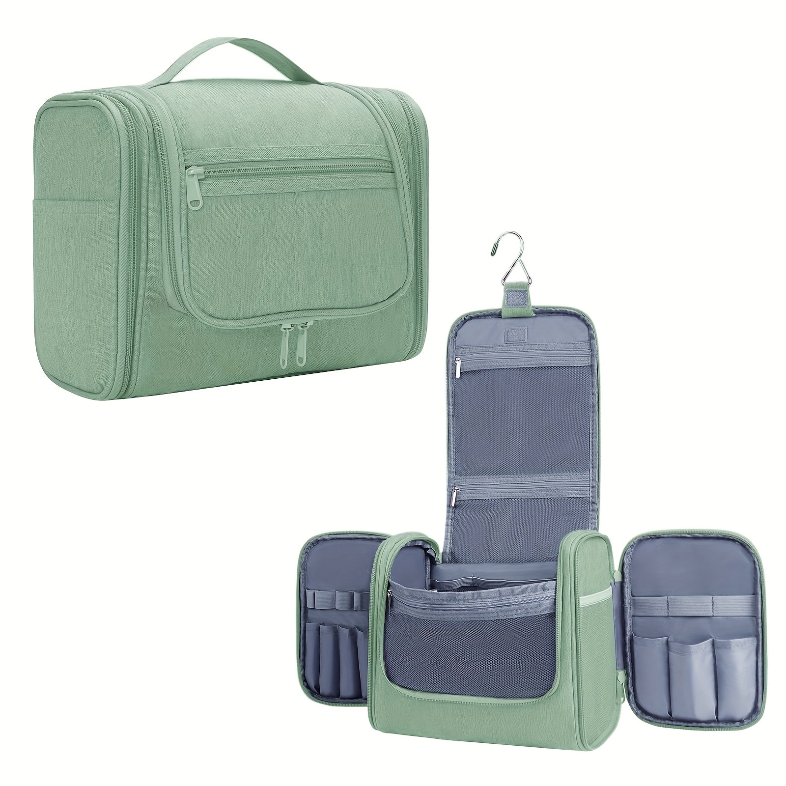 Bolsa de Aseo Colgante con Múltiples Bolsillos y Gancho, Organizador de Maquillaje Elegante para Mujeres y Hombres, Cierre de Cremallera Duradero, Diseño con Asa Superior, Bolsa de Viaje para Aseo, Regalo de Navidad